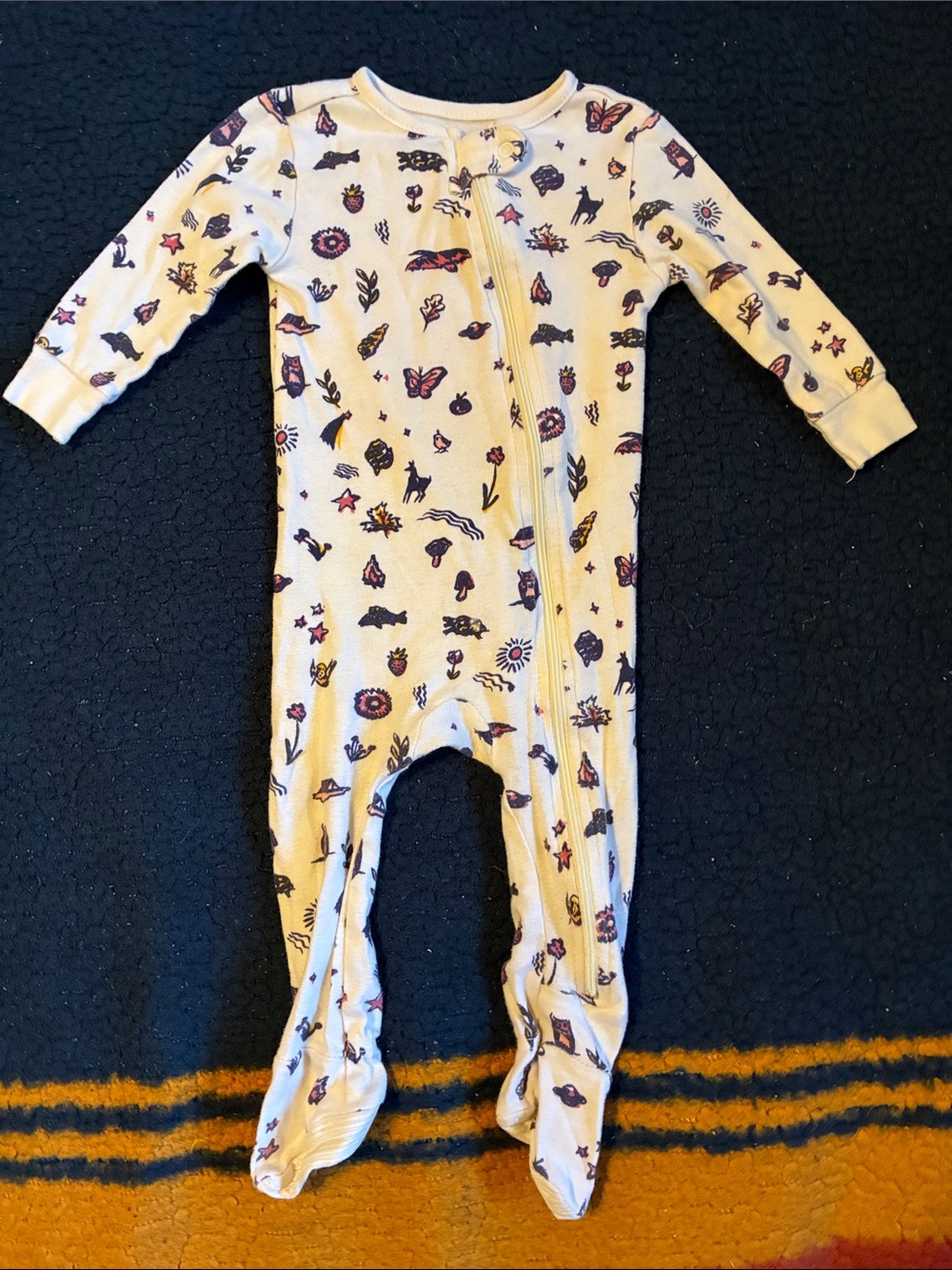 Theo + Leigh Footed One-Piece Pajama with Nature & Animal Motif